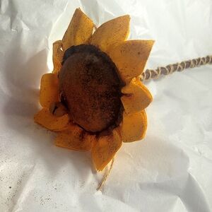 Handmade Prim Sunflower With Stem